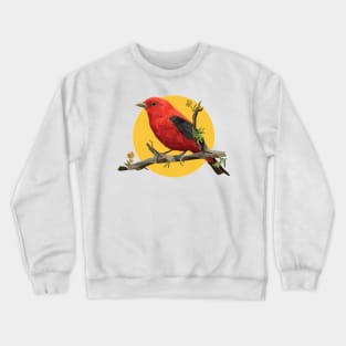 Red Scarlet. Bird. Geometric. Lowpoly. Arts. Illustration. Digital Art. Crewneck Sweatshirt